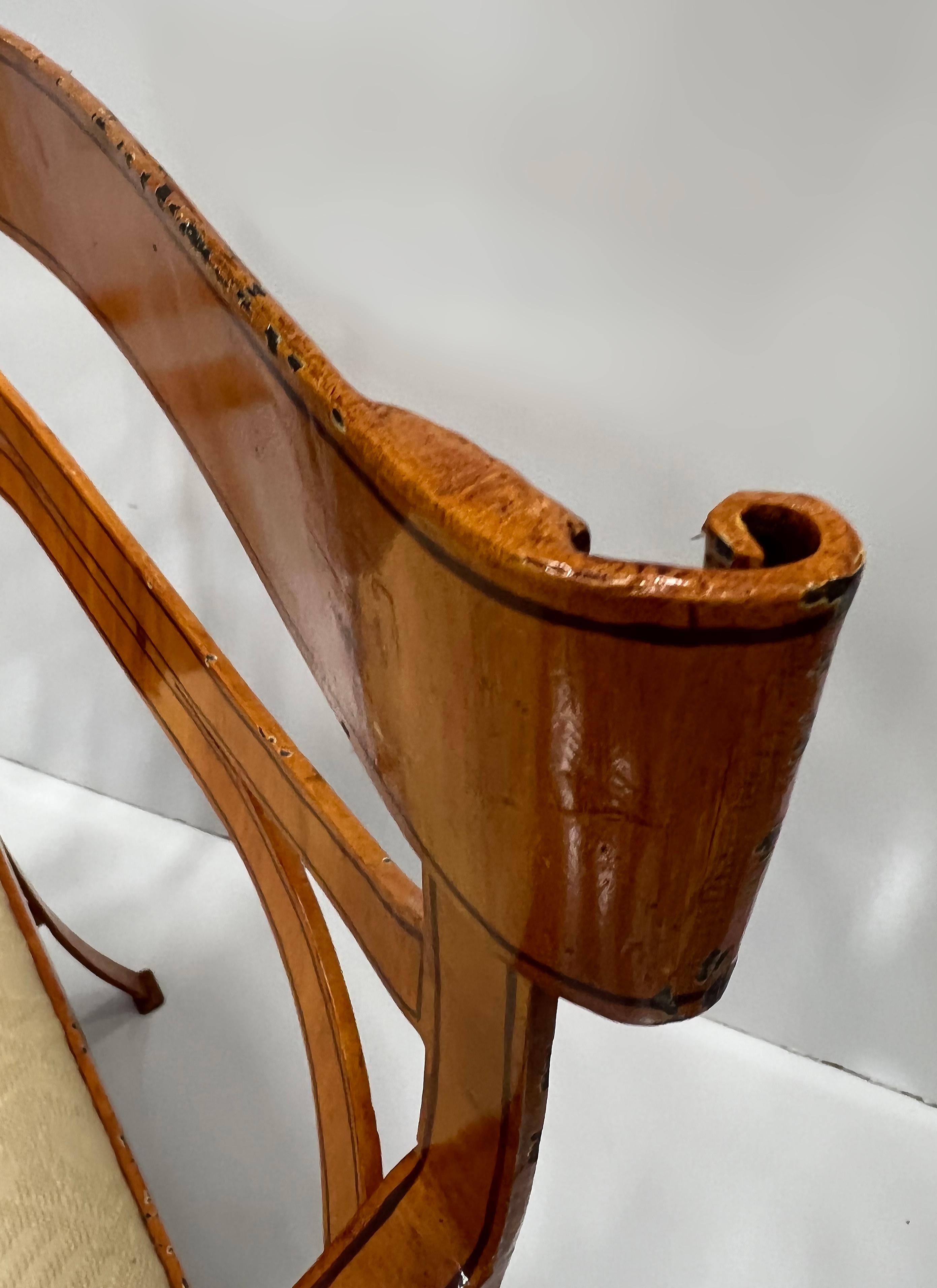 Fauteuils Vintage en fer Trompe-l'œil à grain de bois dans le style Biedermeier, paire 11