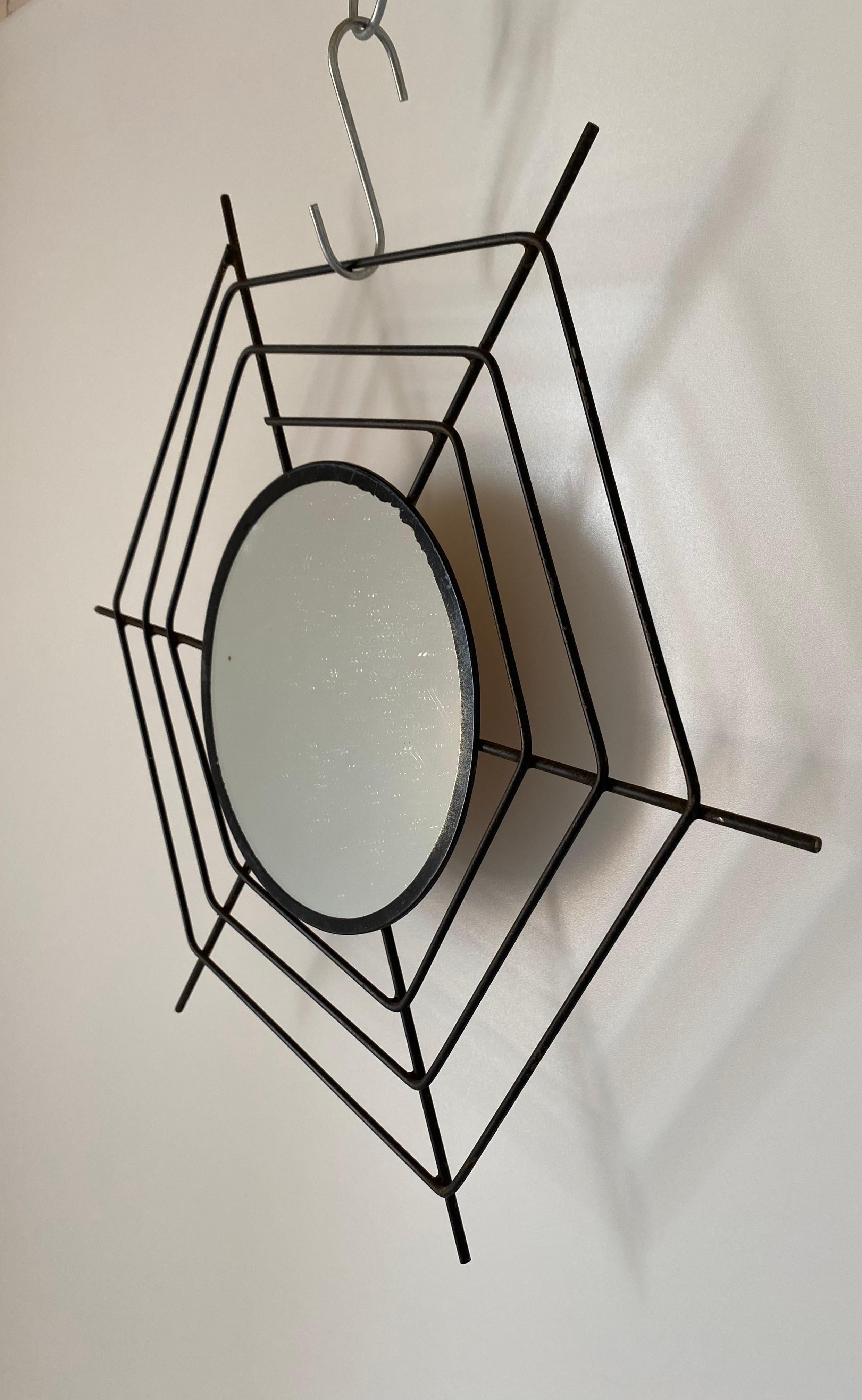 Vintage spider black mirror, 1960s In Good Condition For Sale In Ceglie Messapica, IT