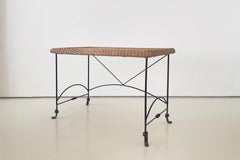 Vintage Iron & Wicker Console Table, 1 of 2