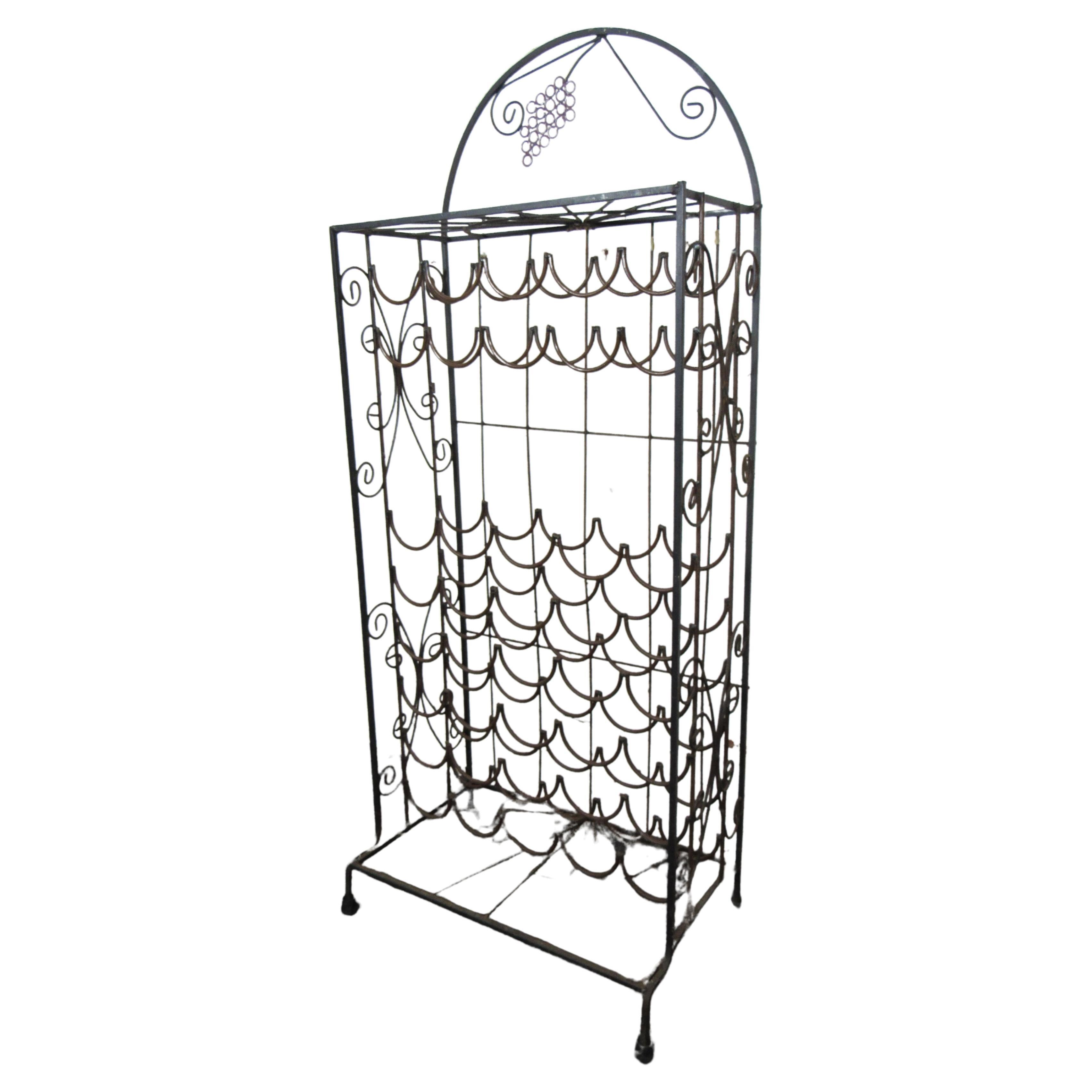 Vintage Victorian Style Black Cast Iron 6 Wine Bottle Rack Holder with