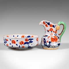 Vintage Ironstone China Ewer and Basin, Jug and Bowl, Victorian Taste