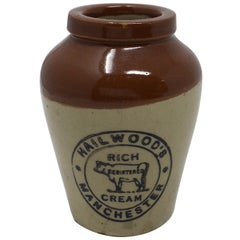 Vintage Ironstone Hailwood's Manchester Rich Cream Advertising Crock