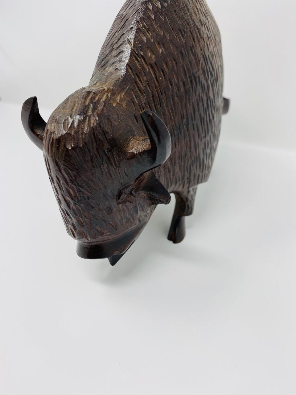 Vintage Ironwood Buffalo Sculpture 1