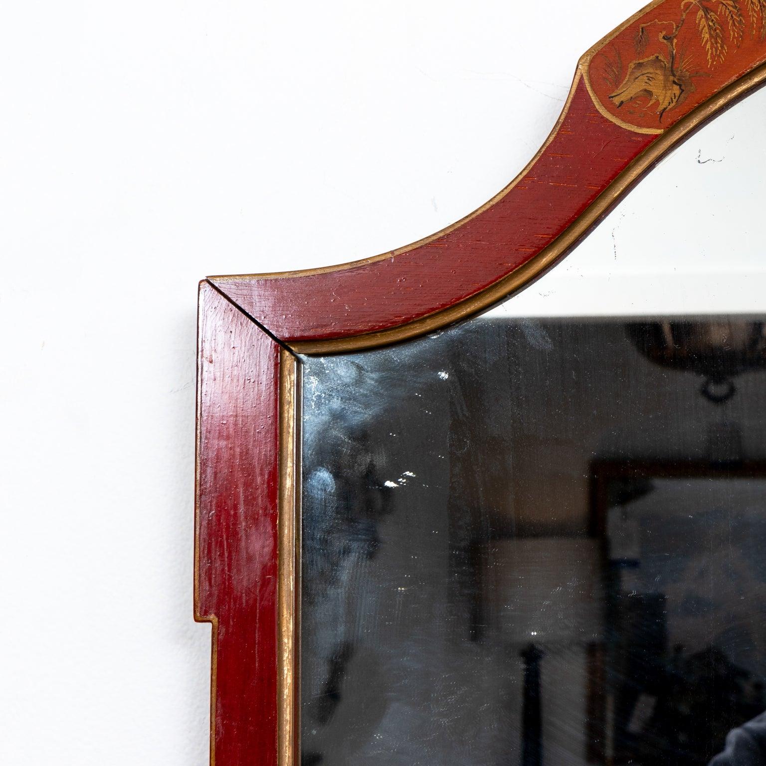 American Vintage Irving & Casson Red Chinoiserie Mirror For Sale