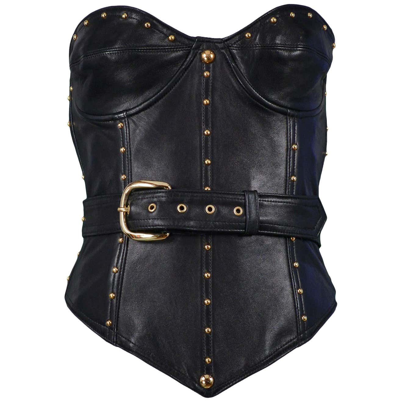 Vintage Isaac Mizrahi Black Leather Studded Bustier 1989 At 1stDibs vintage-isaac-mizrahi-black-leather-studded-bustier-1989-at-1stdibs
