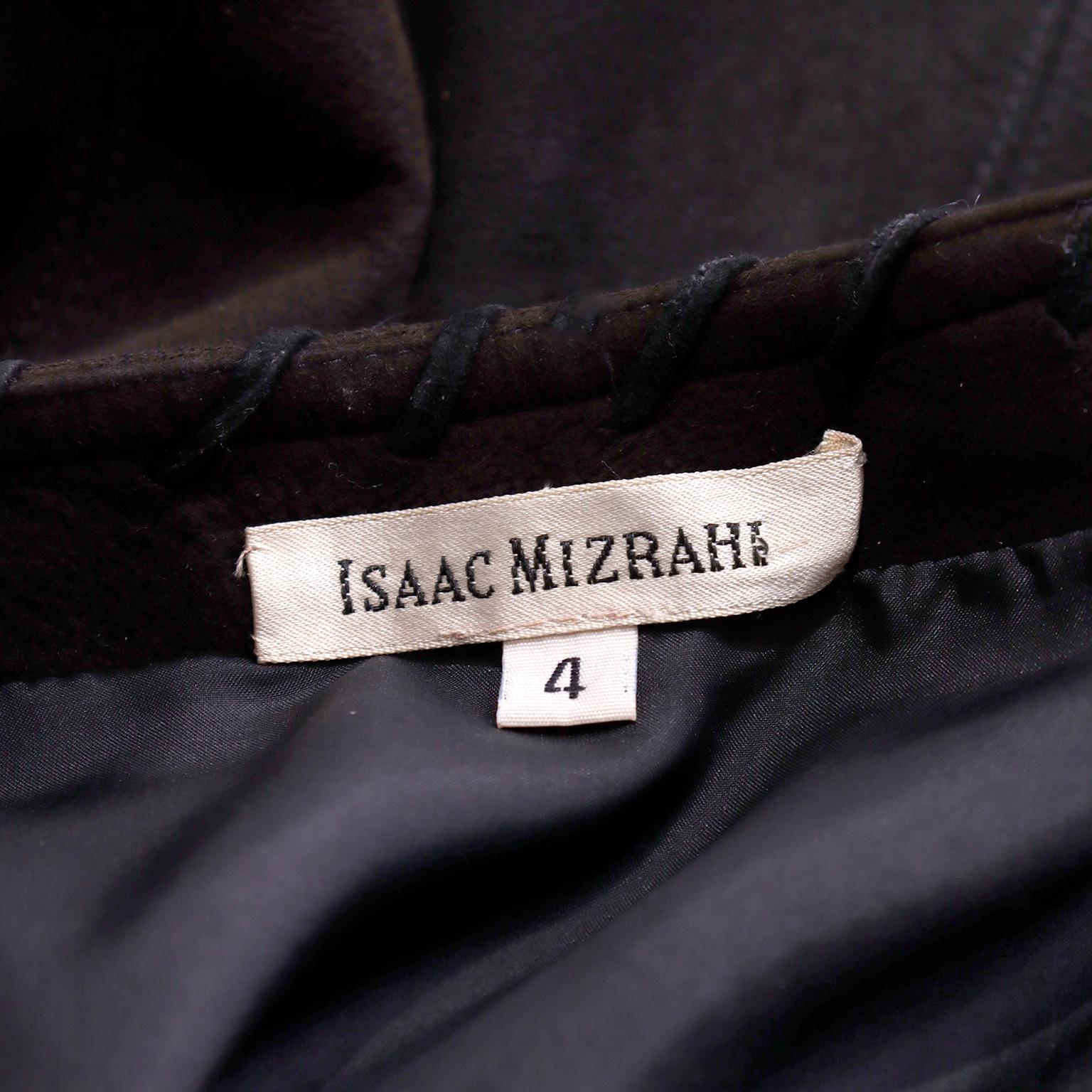 Vintage Isaac Mizrahi Black Suede Mini Dress w Fringe For Sale 5