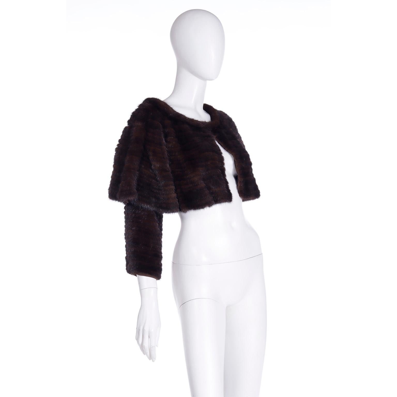 Black Vintage Isaac Mizrahi Fur Capelet With Sleeves