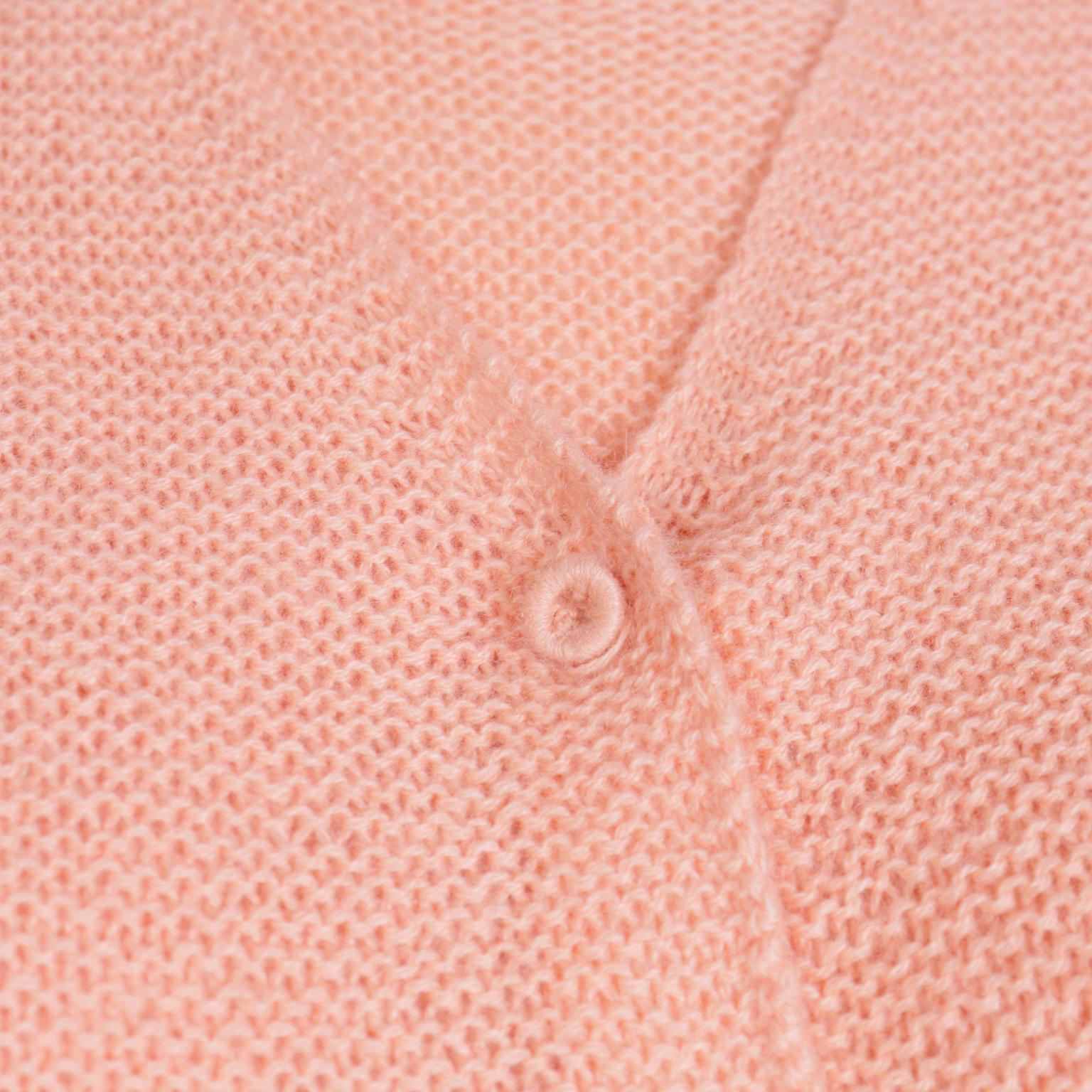 Vintage Isaac Mizrahi Peach Cashmere 2 pc Cardigan Sweater & SS Top Twinset For Sale 1