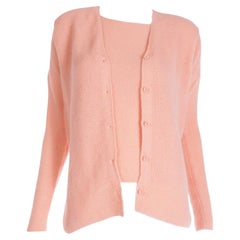 Vintage Isaac Mizrahi Peach Cashmere 2 pc Cardigan Sweater & SS Top Twinset