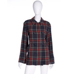 Isaac Mizrahi - Veste croisée à carreaux rouges vintage