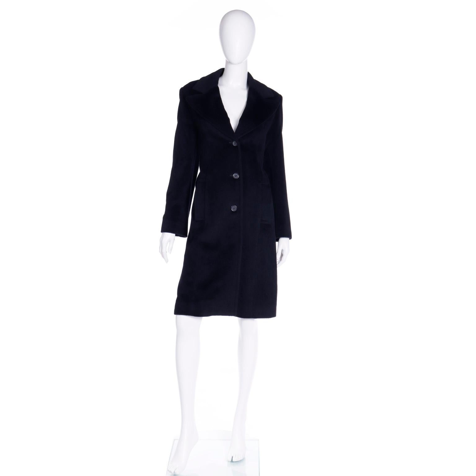 This vintage Isaac Mizrahi coat is in a luxurious black angora fabric and it is such a sophisticated, elegant piece. We are releasing a private collection of vintage Isaac Mizrahi pieces this month and this coat is part of that collection. Vintage
