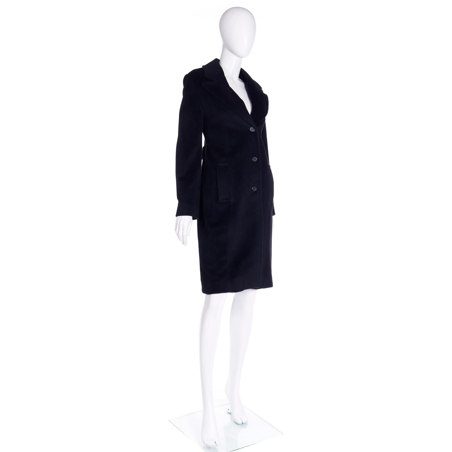 Vintage Isaac Mizrahi Vintage Black Angora Fully Lined F/W Coat In Good Condition For Sale In Portland, OR