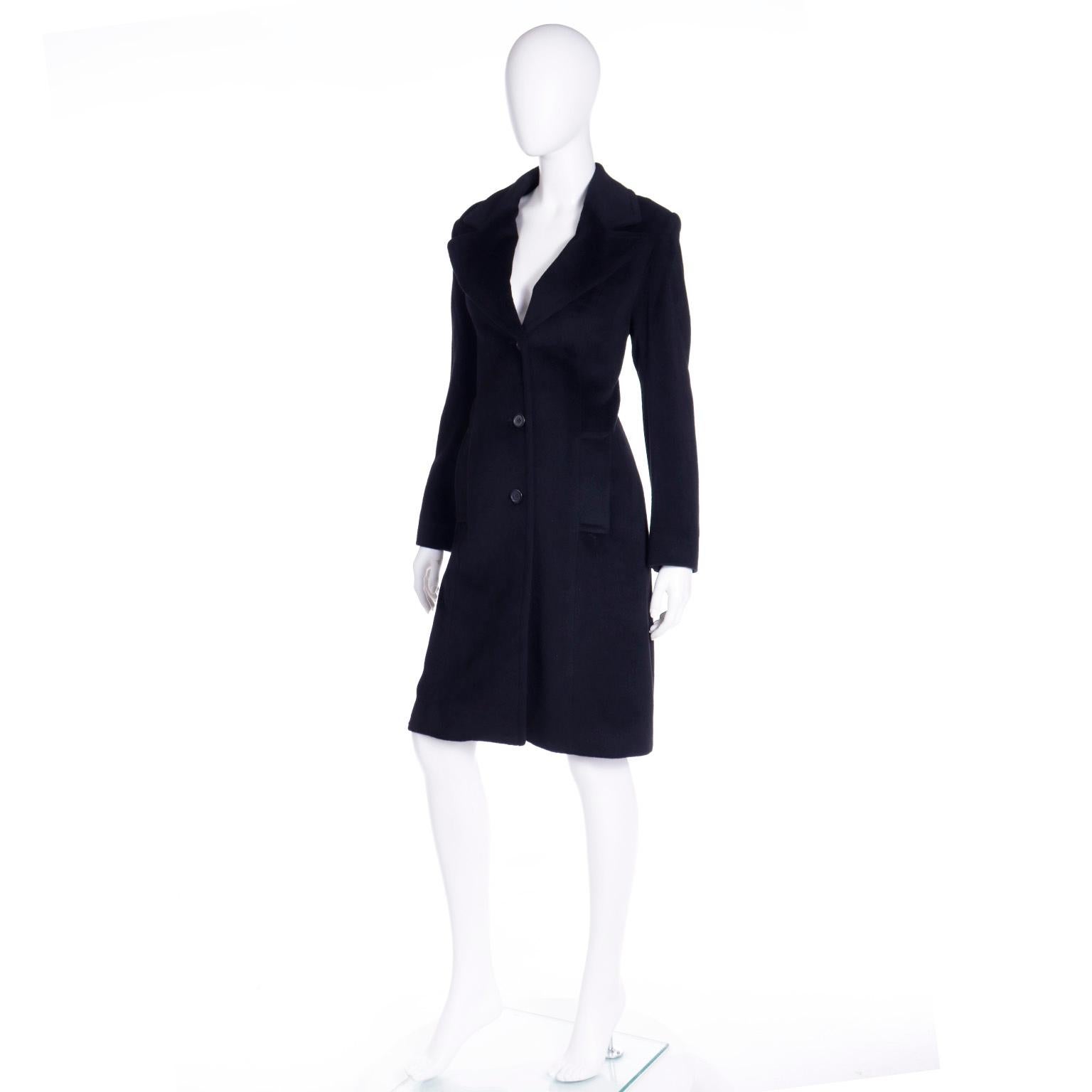 Vintage Isaac Mizrahi Vintage Black Angora Fully Lined F/W Coat For Sale 1