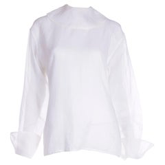 Chemisier vintage Isaac Mizrahi en organza blanc avec manches françaises