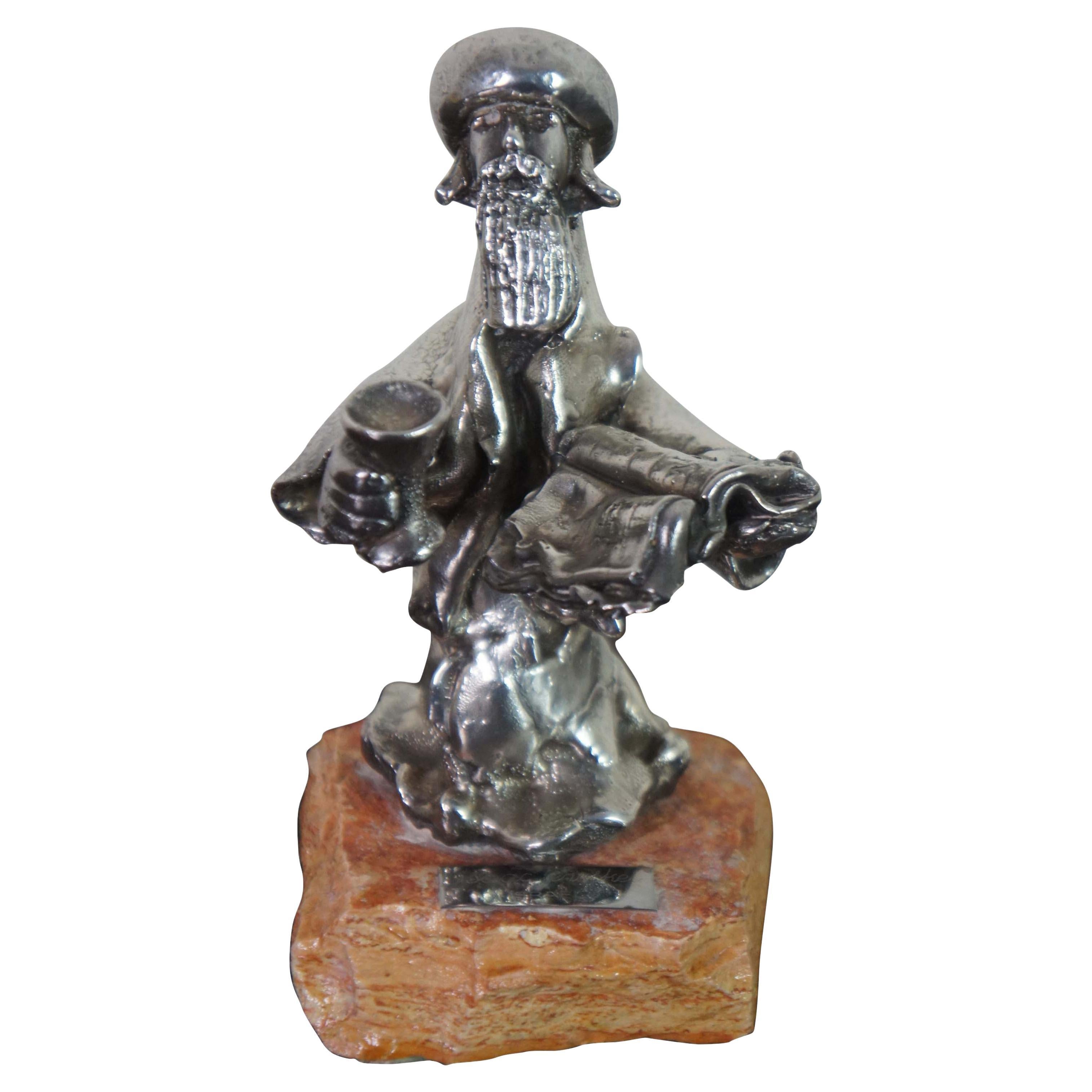 Vintage Isaac Yeheskel Israel Sterling Silver 925 Rabbi Figurine Sculpture
