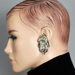 Vintage ISABEL CANOVAS Big Leaf Silver Tone Earrings