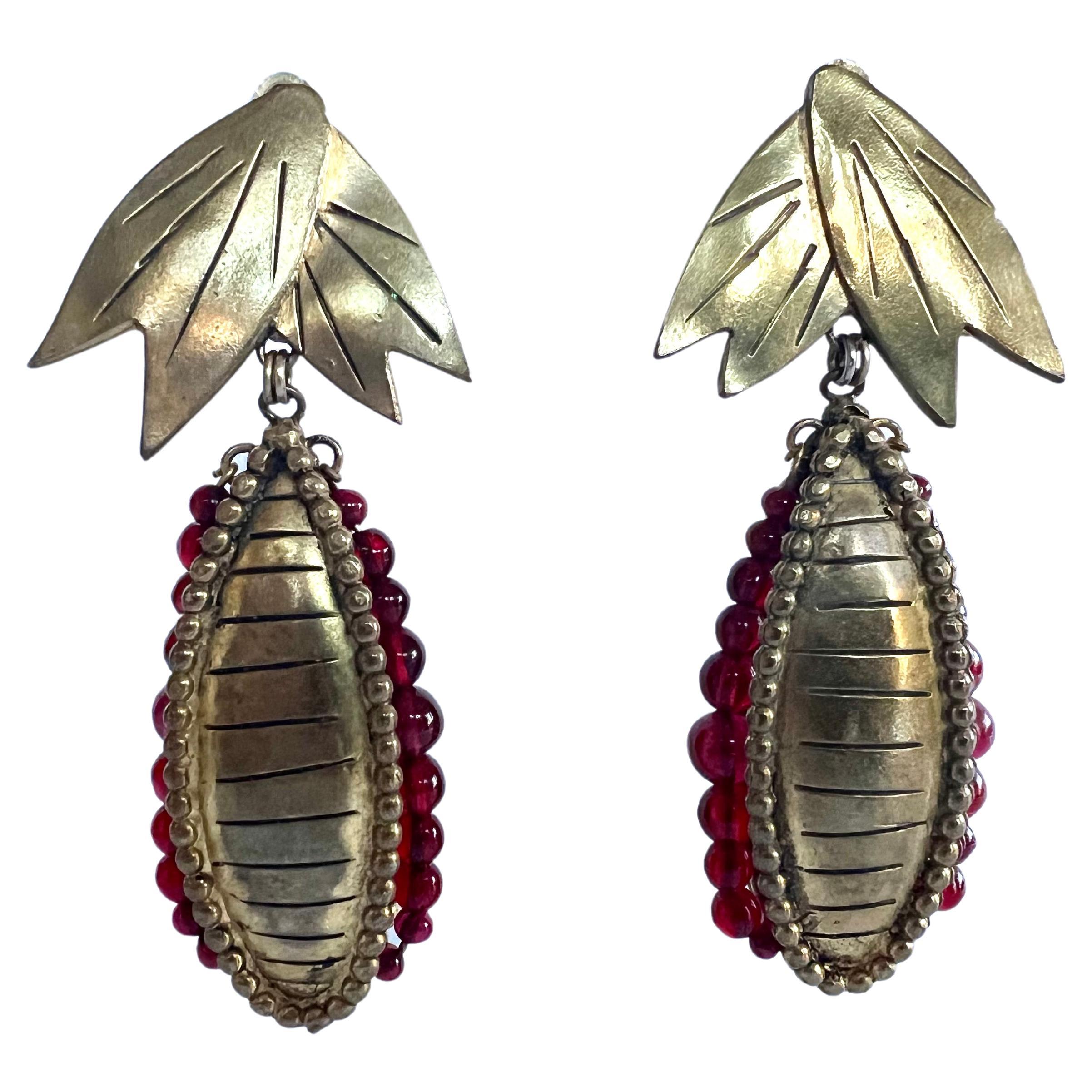 Vintage Isabel Canovas Gilt Pod Earrings  For Sale