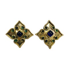 Vintage Isabel Canovas Goldfarbene handgefertigte maurische Juwelen-Ohrringe 1990er Jahre