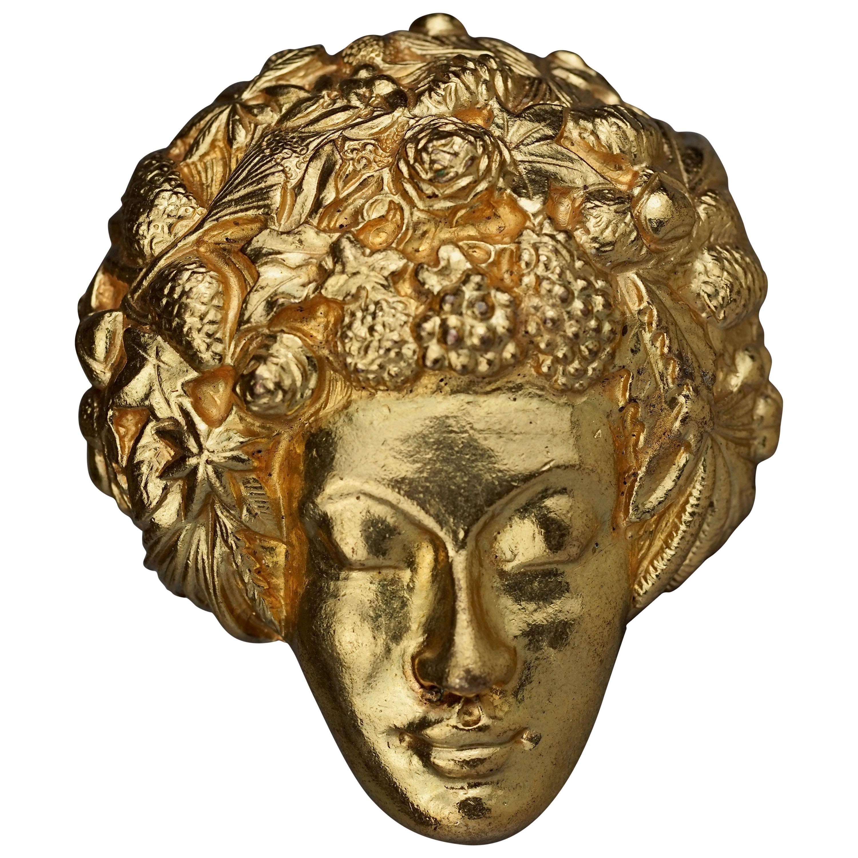 Vintage ISABEL CANOVAS Intricate Lady Face Brooch 