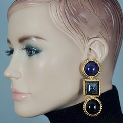 Vintage ISABEL CANOVAS Boucles d'oreilles géométriques à nouettes