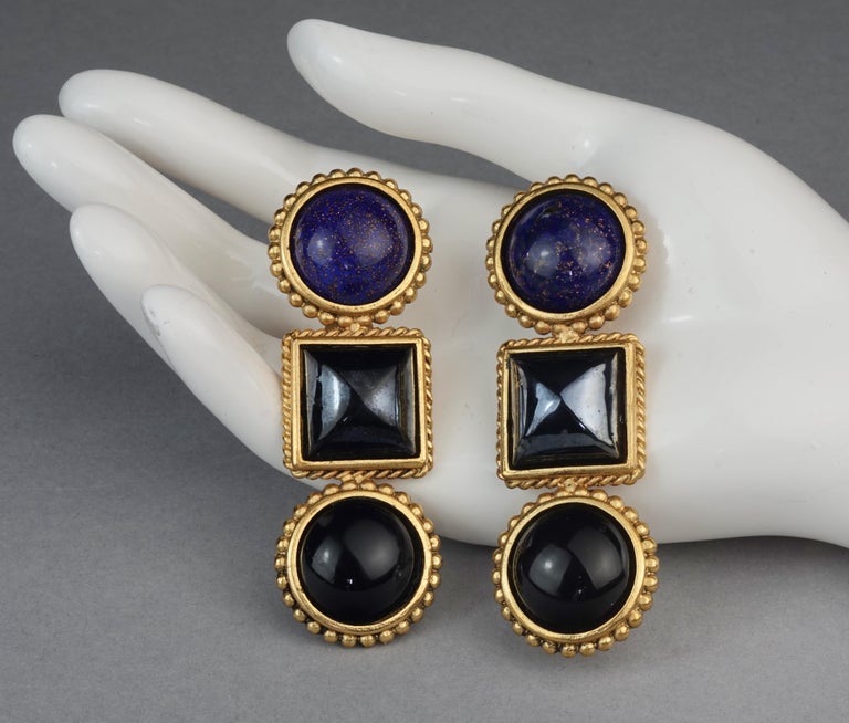 Boucles D'oreilles Vintage Isabel Canovas – Couleur Or Et Ambre – Occasion