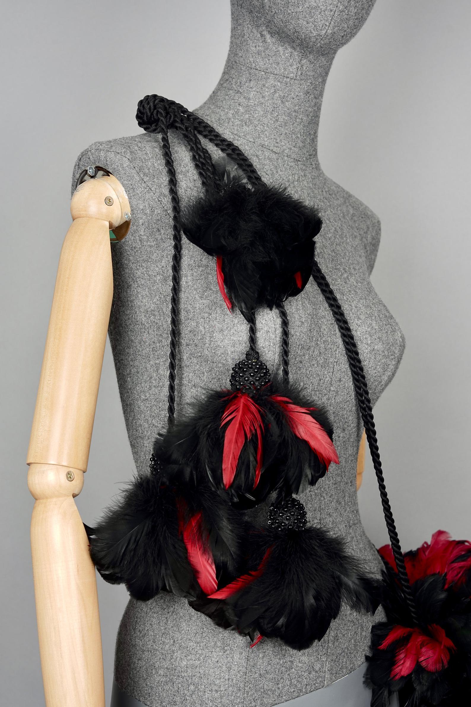 Black Vintage ISABEL CANOVAS Whimsical Feather Faux Astrakhan Shoulder Bag For Sale