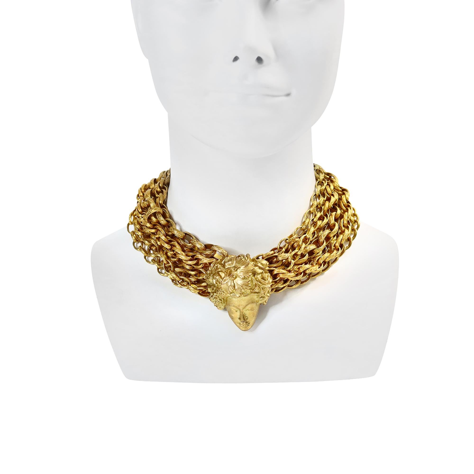 Vintage Isabel Canovos Gesicht Kette Choker Halskette CIRCA 1980s. Ikonisches Sammlerstück von Isabel Canovos. Diese Halskette ist wirklich wunderschön.  Das Gesicht ist an seiner breitesten Stelle 2 Zoll breit.