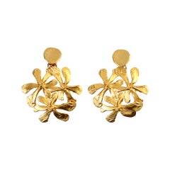 Vintage Isaky Paris Gold Tone Dangling Earrings, France 1980s