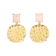 Vintage Isaky Paris Art Deco Silvertone Yellow Resin Earrings, circa 1990s