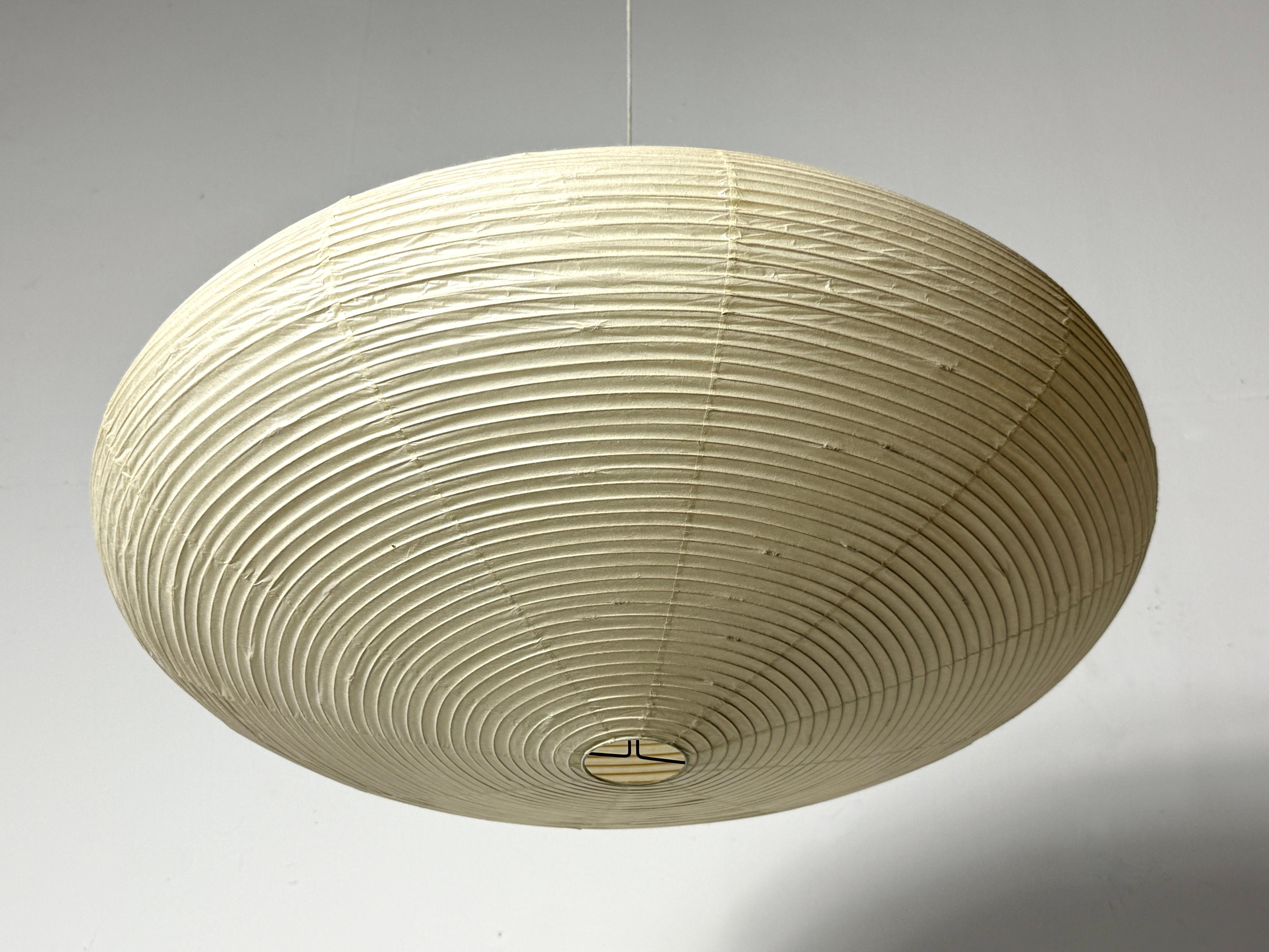 Vintage Isamu Noguchi Akari Light Sculpture 21A Pendant Saucer Lamp Unused For Sale 2