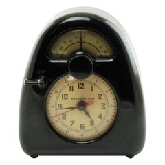 Vintage Isamu Noguchi Measured Time Black Bakelite Clock and Kitchen Timer Model