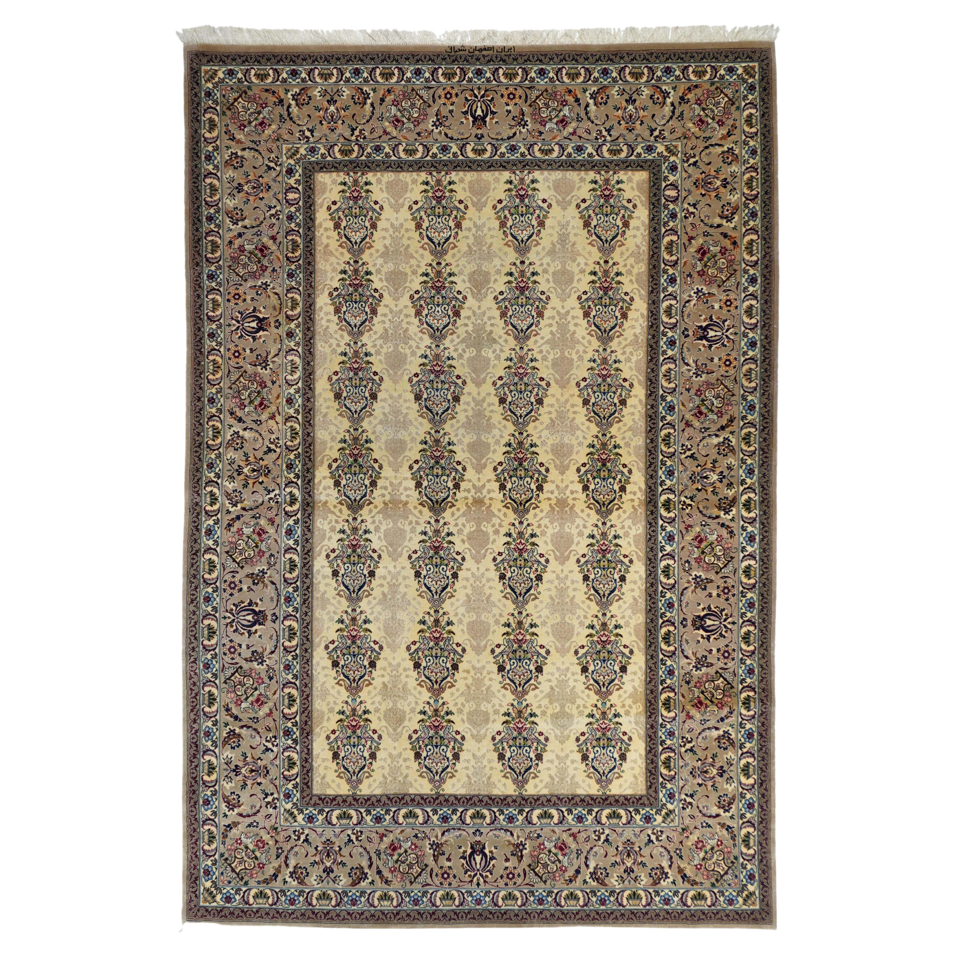 Extremely Fine Persian Isfahan Wool and Silk Rug 5'1'' x 7'6''