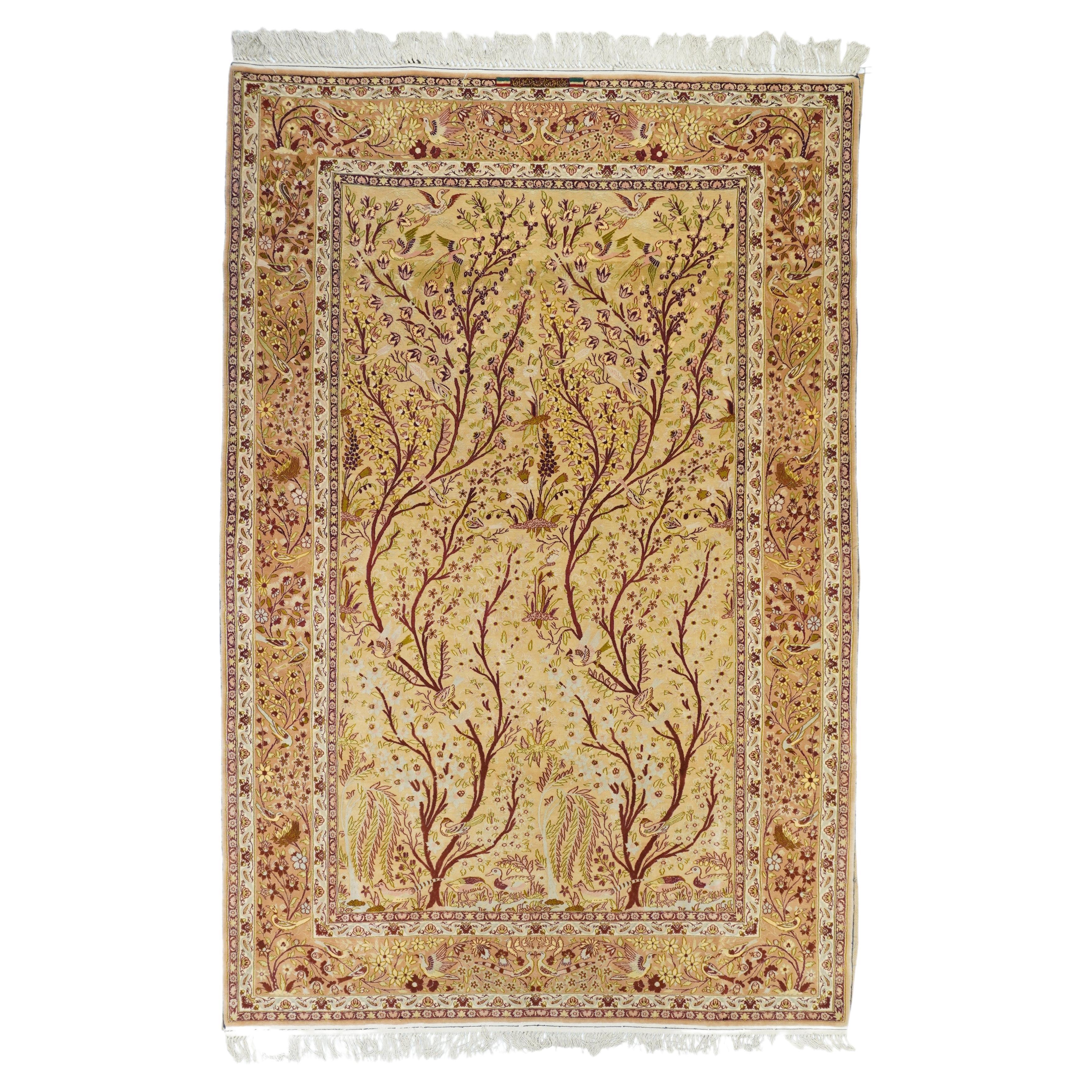 Äußerst feiner persischer Isfahan-Teppich aus Wolle und Seide 5'1'' x 7'7''