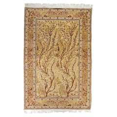 Tapis persan d'Ispahan en laine et soie extrêmement fine 5'1'' x 7'7''