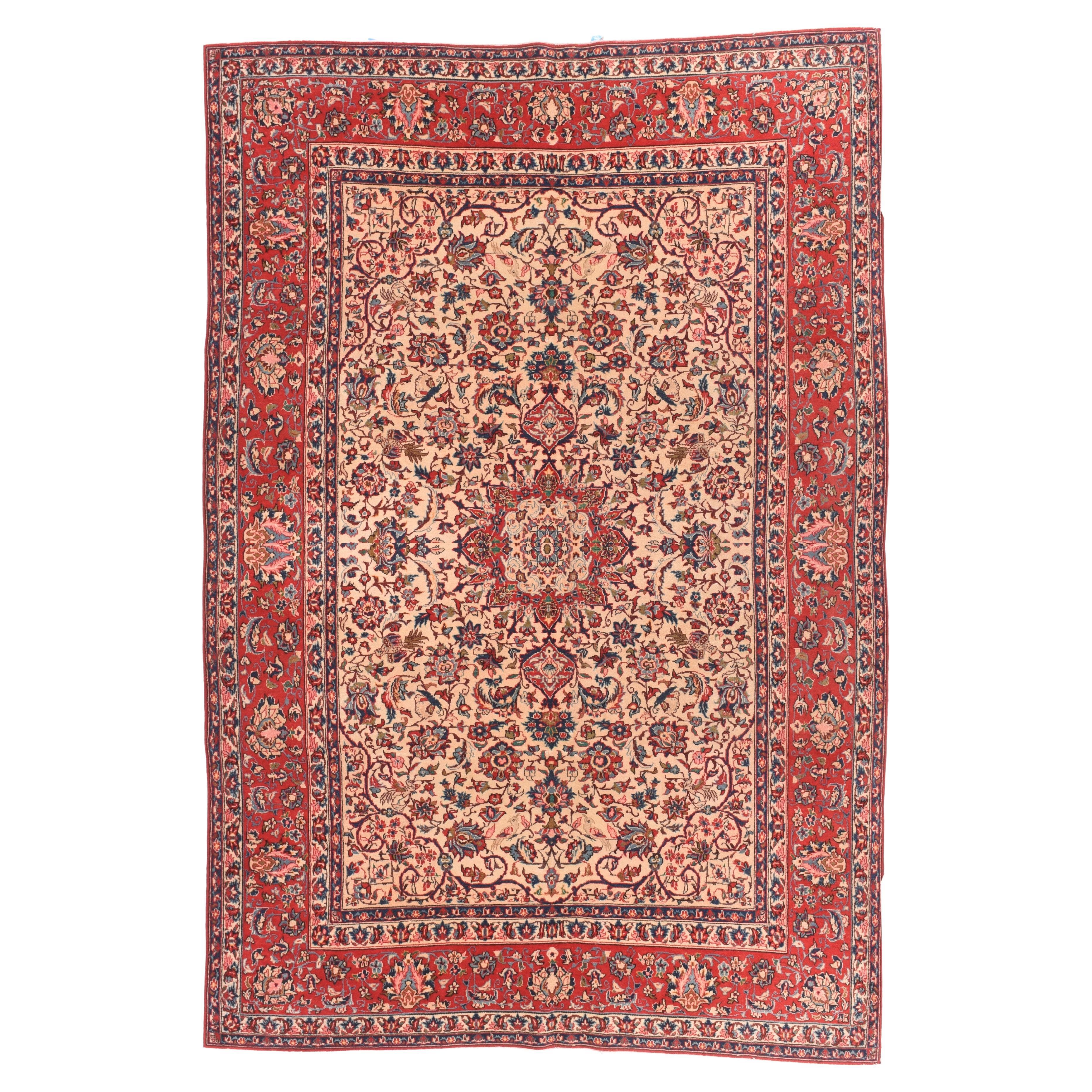 Persischer Isfahan-Teppich im Vintage-Stil, 6'5'' x 9'10''