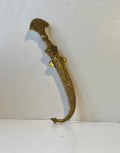 Vintage Islamic Dagger Style Letter Opener in Hand-engraved Brass
