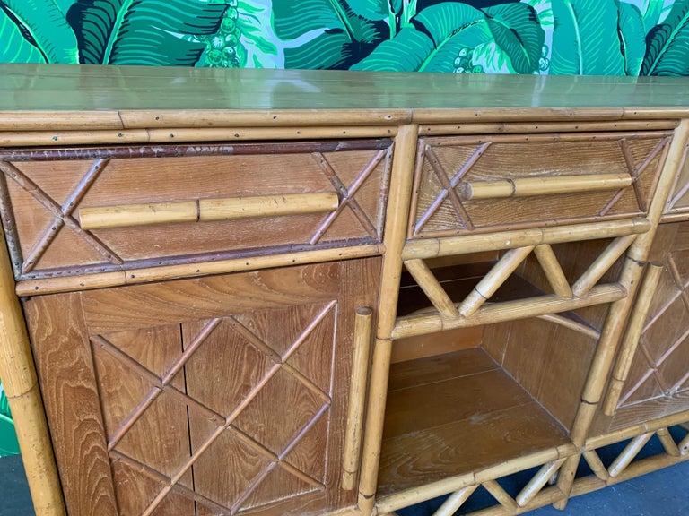 Vintage Island Style Rattan Server at 1stDibs