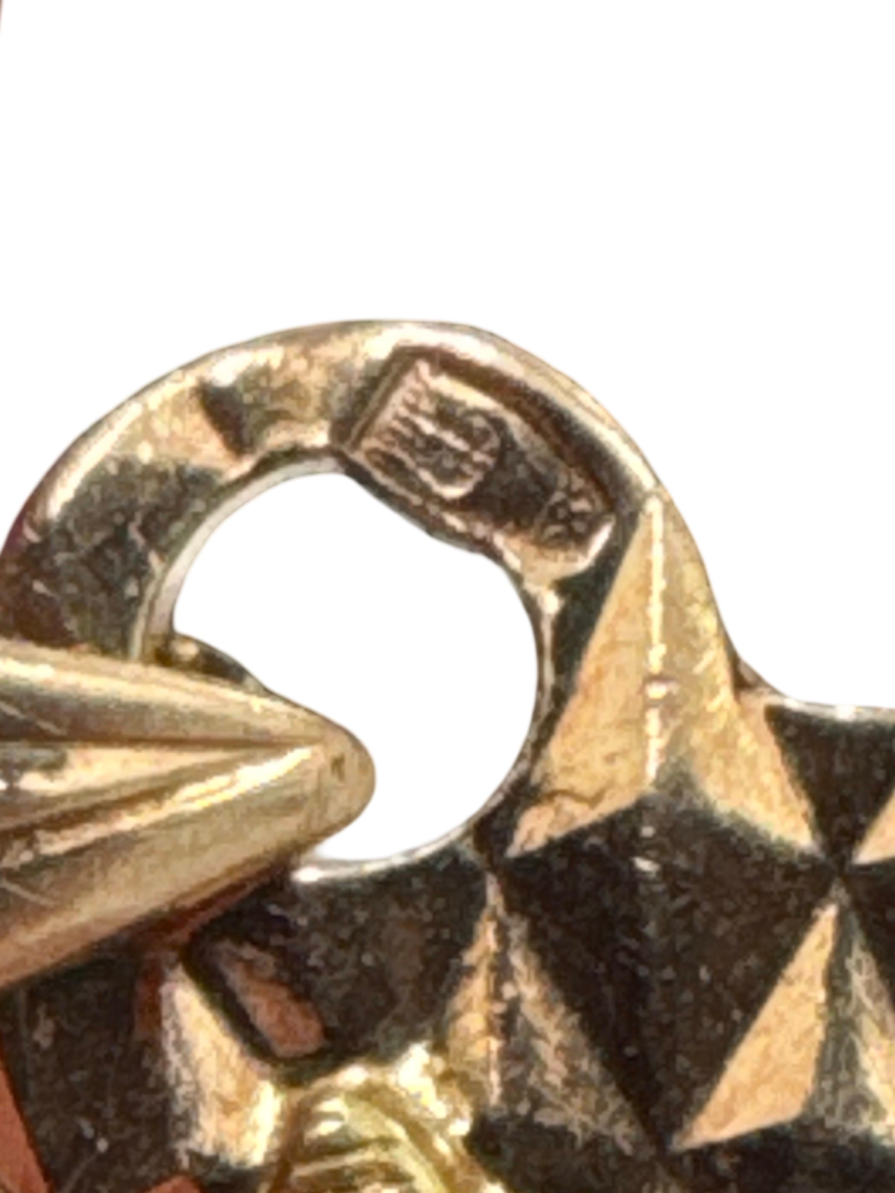 Ciondolo israeliano d'epoca a stella di David 14K con rubini - Menorah Hallmark in vendita 2