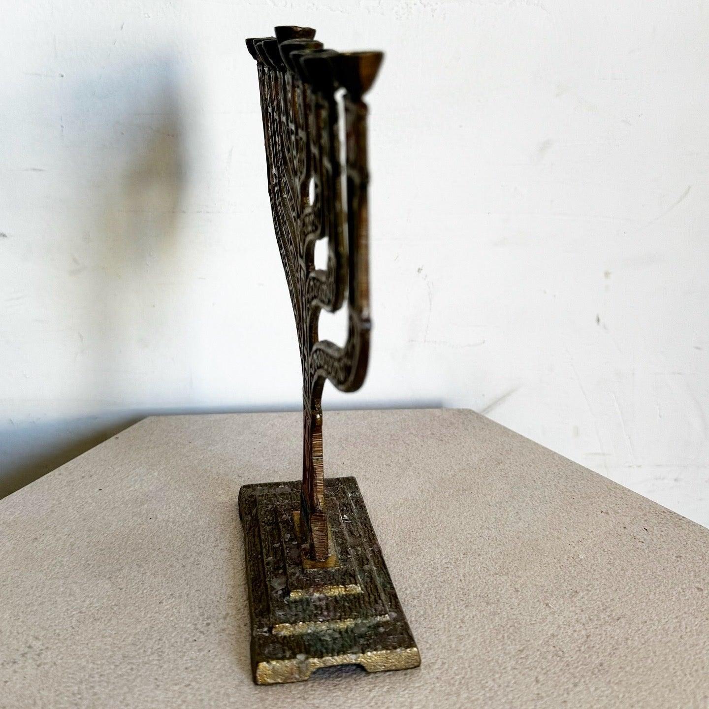 Vintage Israeli Brass Hand Painted “12 Tribes” Menorah/Chanukia by Ben-Holon 2