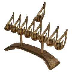 Vintage Israeli Brass Hanukkah Lamp Ludwig Wolpert Style