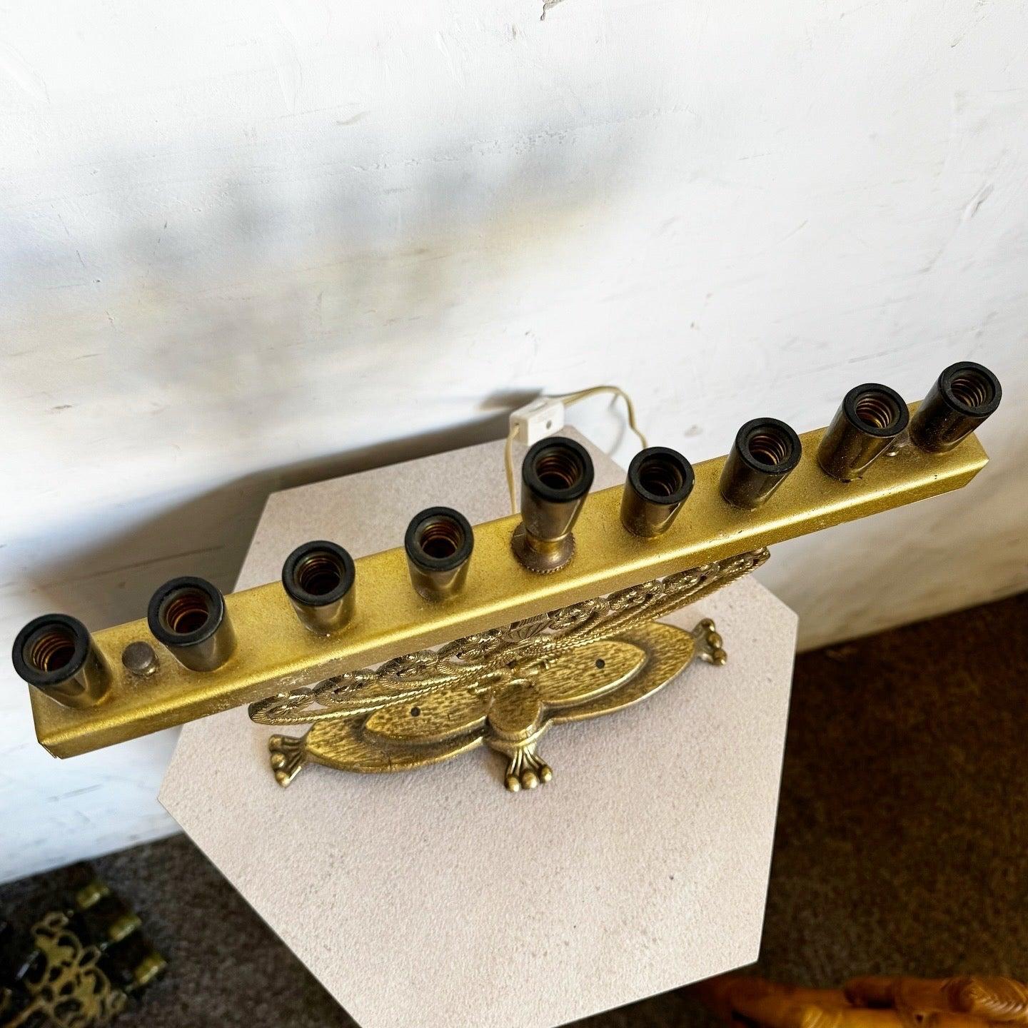 Vintage Israeli Brass Menorah/Chanukia Lamp For Sale 1