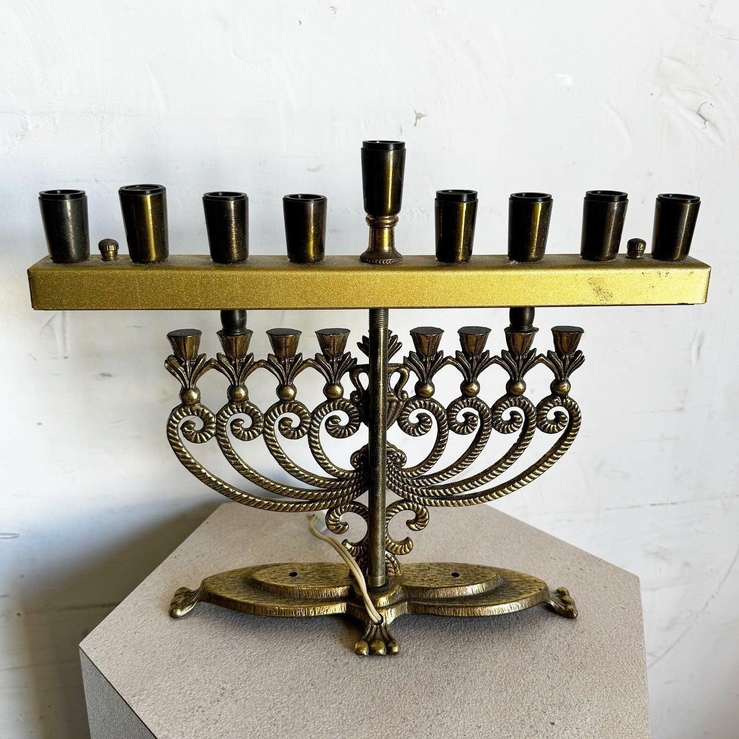 Vintage Israeli Brass Menorah/Chanukia Lamp For Sale 2
