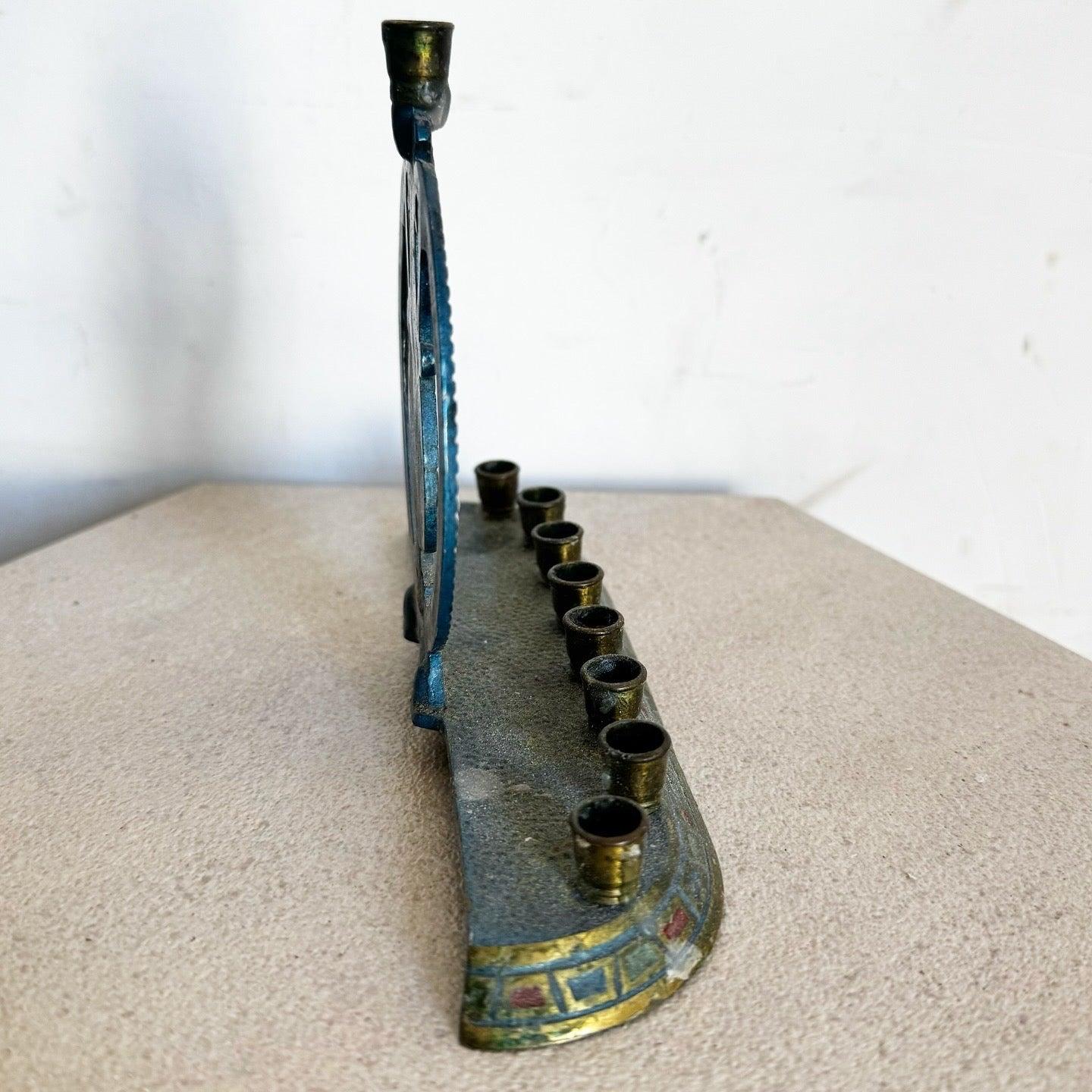 Vintage Israeli Brass “Yisrael” Menorah/Chanukia For Sale 3