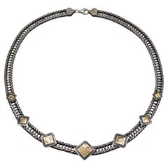 Vintage Israeli Oxidiert Sterling Silber & Gold Handgefertigte Halskette
