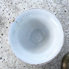 Vintage Israeli Porcelain Tea Cups in Brass Holders - Set of 6