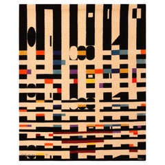 Alfombra israelí vintage de Yaacov Agam. 1,5 m x 2,5 m