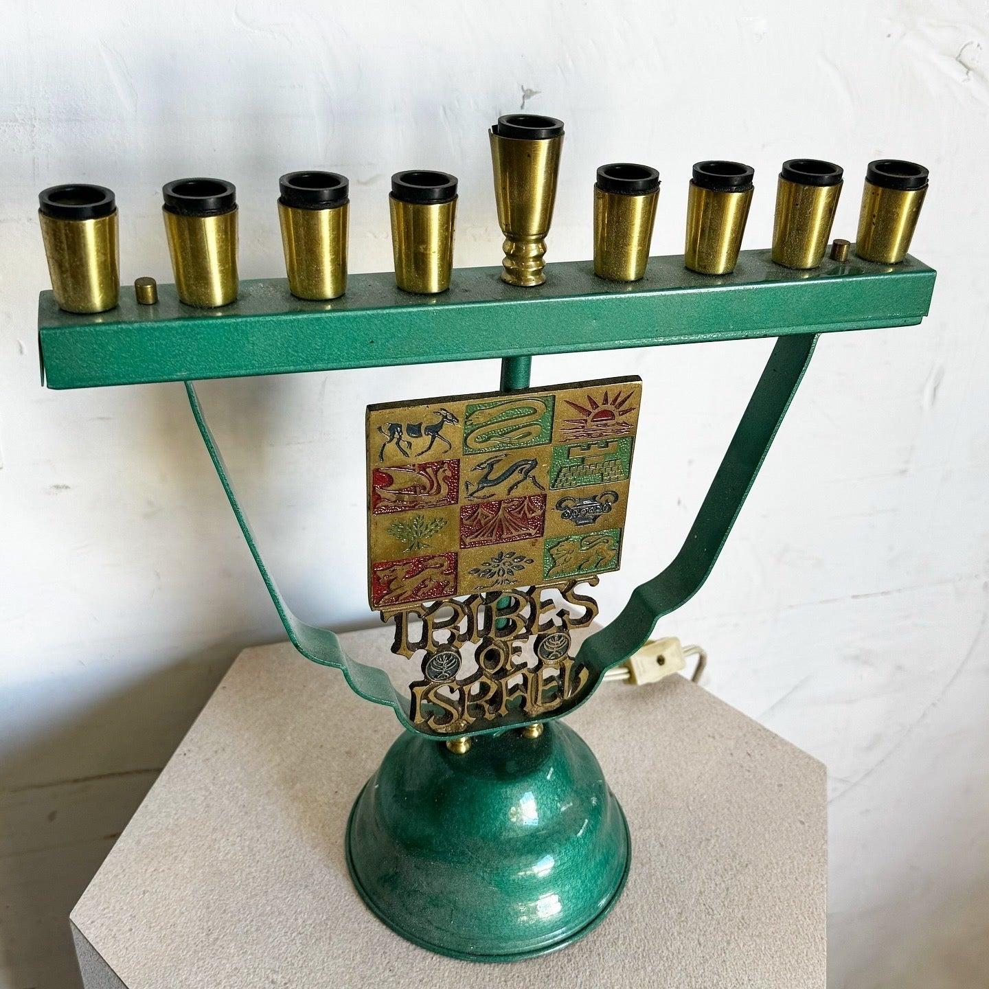 Vintage Israeli Stämme Israels Menorah/Chanukia Lampe im Zustand „Gut“ im Angebot in Delray Beach, FL