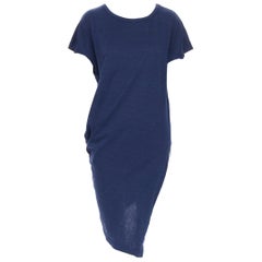 vintage ISSEY MIYAKE 1980's blue melange rounded asymmetric hem t-shirt dress S