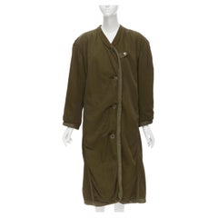 Vintage ISSEY MIYAKE 1980er Khakigrüner Mantel mit gepolsterten Schultern in Übergröße M