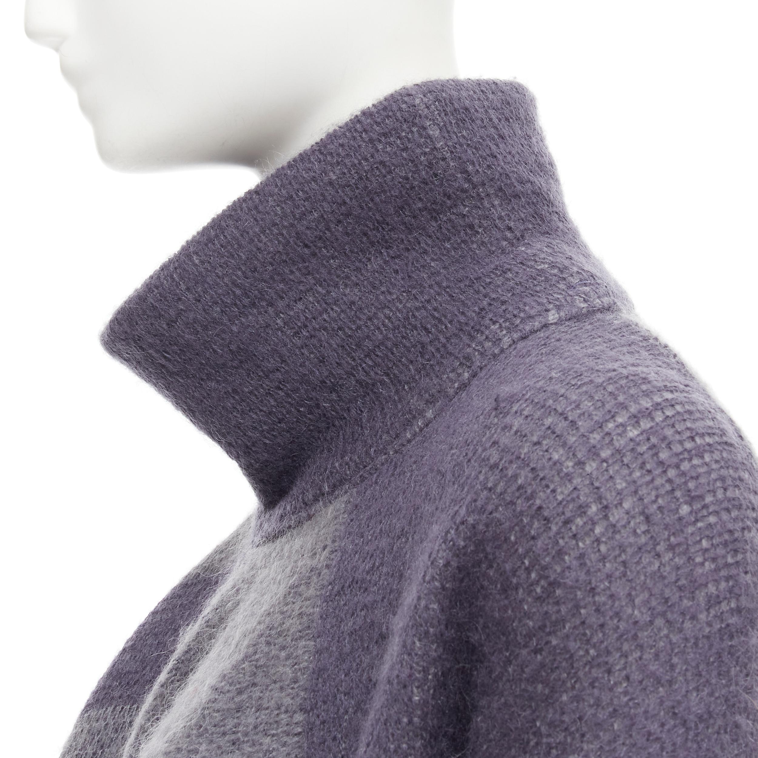 vintage ISSEY MIYAKE 1980s purple striped 3 sleeve draped turtleneck sweater dre For Sale 2
